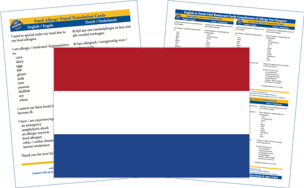 GlutenFree Passport Allergy Free Cards Dutch / English Food Allergy Cards