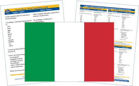 GlutenFree Passport Allergy Free Cards Italian / English Food Allergy Cards