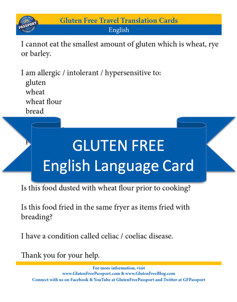 GlutenFree Passport Gluten Free Cards English Gluten Free Cards
